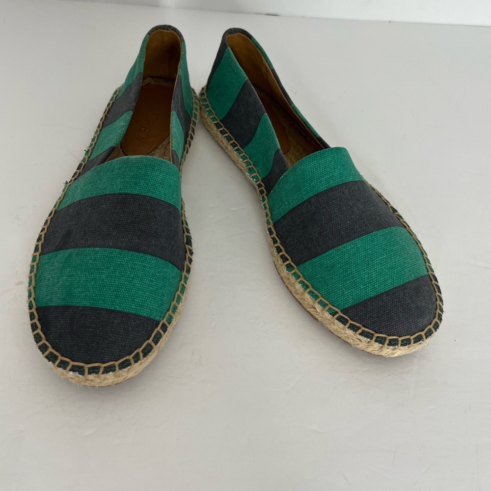 J CREW GREEN/BLUE ESPADRILLE FLATS SZ 6
